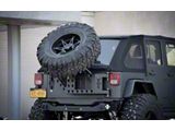 ACE Engineering Stand Alone Slant Black Tire Carrier; Texturized Black (07-18 Jeep Wrangler JK)