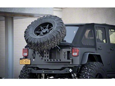 ACE Engineering Stand Alone Slant Black Tire Carrier; Texturized Black (07-18 Jeep Wrangler JK)