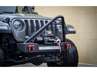 ACE Engineering Pro Series Winch Front Bumper with Stinger and Fog Light Provisions; Texturized Black (18-24 Jeep Wrangler JL)