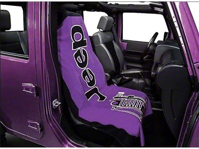 Towel2Go Seat Cover with Jeep and Grille Logo; Purple (Universal; Some Adaptation May Be Required)