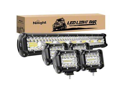 Nilight 20-Inch Triple Row LED Fog Lights; Spot/Flood Combo Beam; Amber (Universal; Some Adaptation May Be Required)