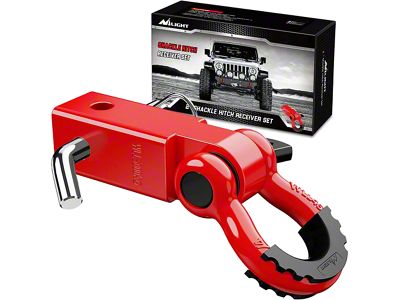 Nilight 2-Inch Shackle Hitch Receiver with 3/4-Inch D-Ring; Red (Universal; Some Adaptation May Be Required)