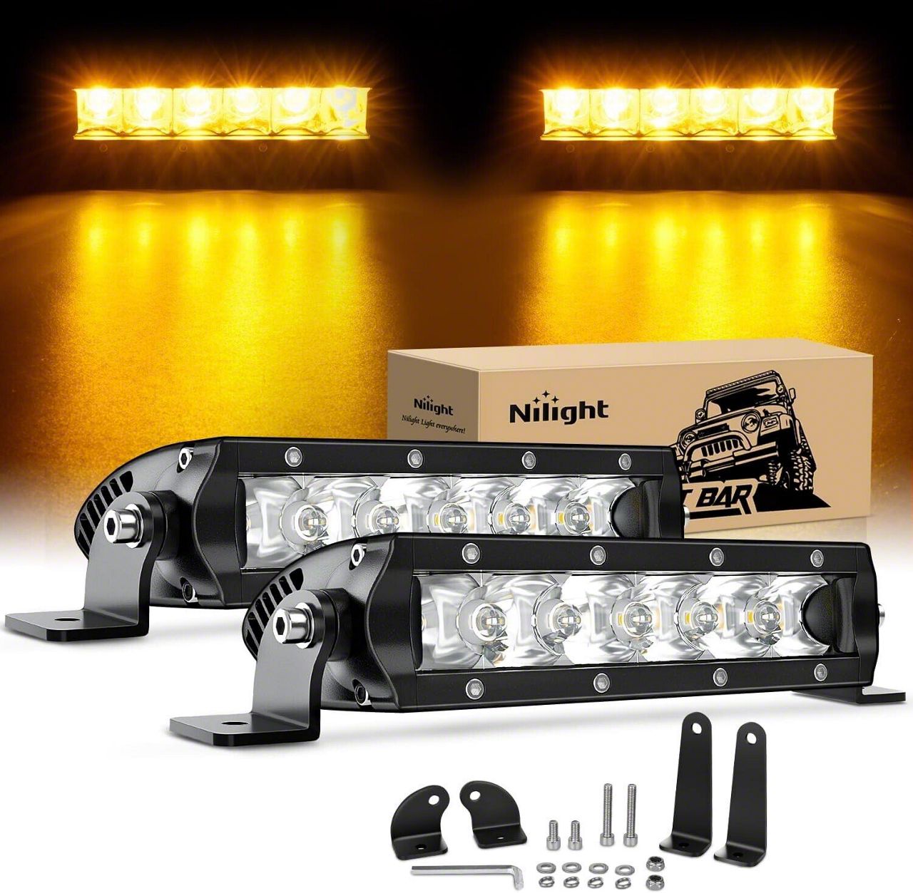 Nilight Titan 7-Inch Single Row LED Light Bar 40011S-A (Universal 