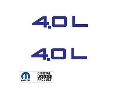 4.0L Side Logo; Blue (97-06 Jeep Wrangler TJ)