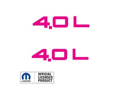 4.0L Side Logo; Hot Pink (97-06 Jeep Wrangler TJ)