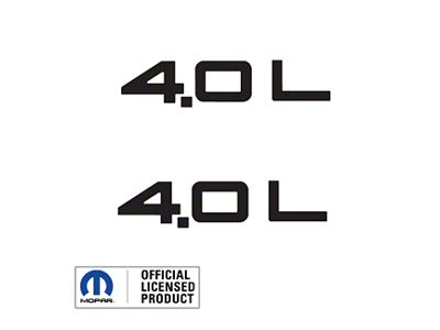 4.0L Side Logo; Matte Black (97-06 Jeep Wrangler TJ)