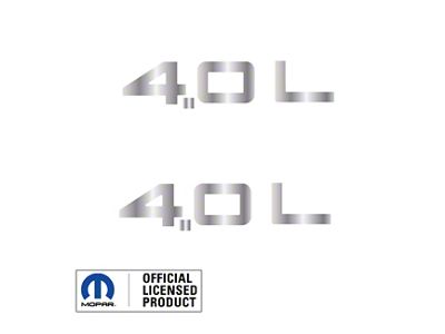 4.0L Side Logo; Metallic Silver (97-06 Jeep Wrangler TJ)