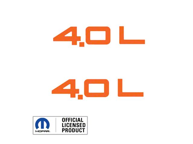 4.0L Side Logo; Orange (97-06 Jeep Wrangler TJ)