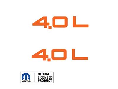 4.0L Side Logo; Orange (97-06 Jeep Wrangler TJ)