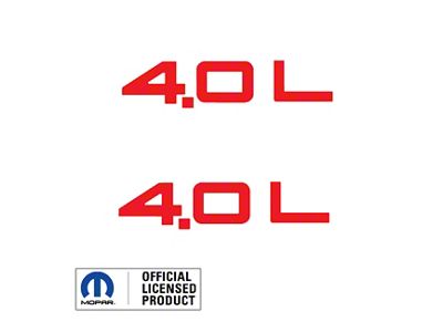 4.0L Side Logo; Red (97-06 Jeep Wrangler TJ)
