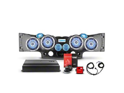 DS18 Complete RGB Loaded Sound Bar Package with Metal Grille Marine Speakers; Black Sound Bar with White Speakers (07-18 Jeep Wrangler JK)