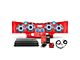DS18 Complete RGB Loaded Sound Bar Package with Metal Grille Marine Speakers; Red Sound Bar with Carbon Fiber Speakers (07-18 Jeep Wrangler JK)