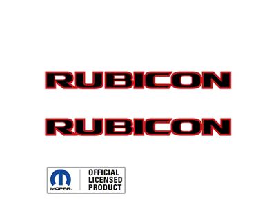RUBICON Hood Decal; Black with Red Outline (07-18 Jeep Wrangler JK)