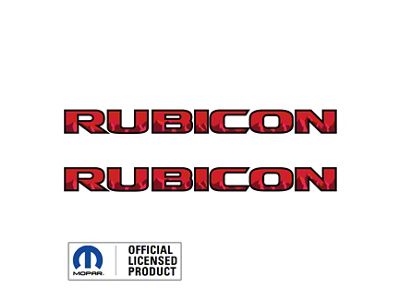 RUBICON Hood Decal; Mountain Red with Black Outline (07-18 Jeep Wrangler JK)