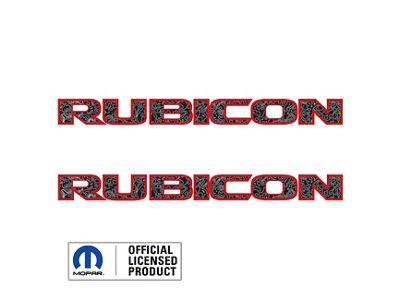 RUBICON Hood Decal; Topographical Black with Gray Lines and Red Outline (07-18 Jeep Wrangler JK)