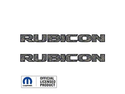 RUBICON Hood Decal; Topographical Bright Gray with Tan Lines and Black Outline (07-18 Jeep Wrangler JK)