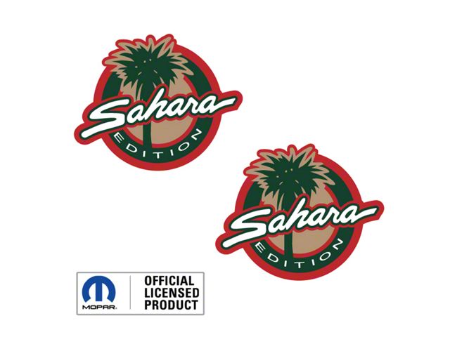 SAHARA Round Side Logo; Red/Green/Tan (97-06 Jeep Wrangler TJ)