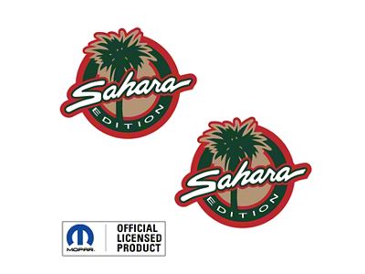 SAHARA Round Side Logo; Red/Green/Tan (97-06 Jeep Wrangler TJ)