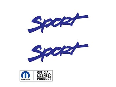 SPORT Script Side Logo; Blue (97-06 Jeep Wrangler TJ)