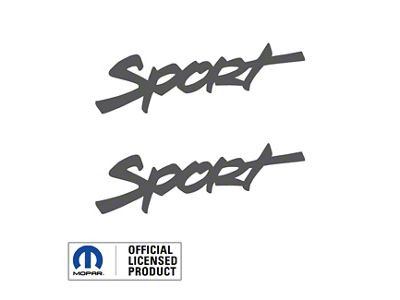 SPORT Script Side Logo; Dark Gray (97-06 Jeep Wrangler TJ)