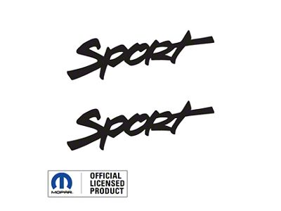 SPORT Script Side Logo; Gloss Black (97-06 Jeep Wrangler TJ)