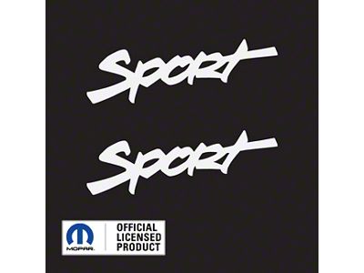 SPORT Script Side Logo; Gloss White (97-06 Jeep Wrangler TJ)
