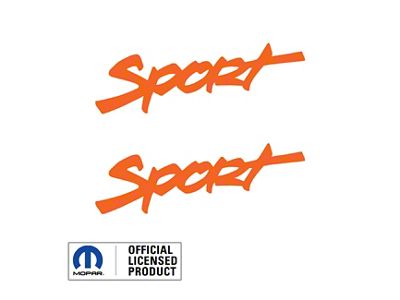 SPORT Script Side Logo; Orange (97-06 Jeep Wrangler TJ)