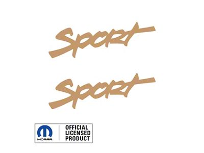 SPORT Script Side Logo; Tan/Beige (97-06 Jeep Wrangler TJ)