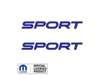 SPORT Text Side Logo; Blue (97-06 Jeep Wrangler TJ)