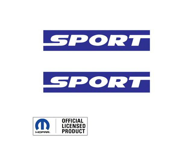 SPORT Text Side Logo; Blue (97-06 Jeep Wrangler TJ)
