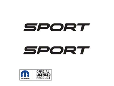 SPORT Text Side Logo; Matte Black (97-06 Jeep Wrangler TJ)