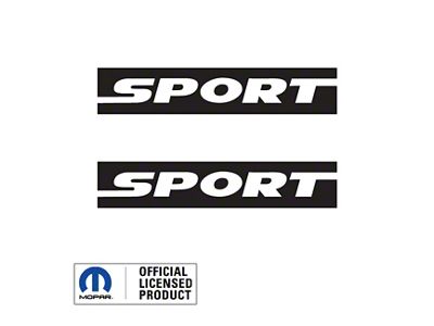 SPORT Text Side Logo; Matte Black (97-06 Jeep Wrangler TJ)