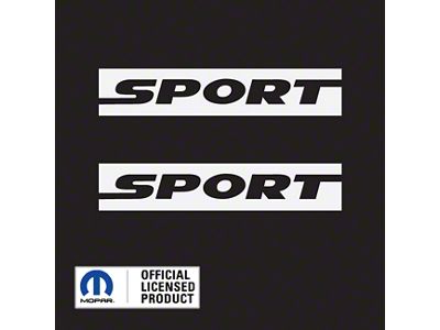 SPORT Text Side Logo; Matte White (97-06 Jeep Wrangler TJ)