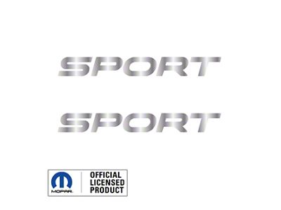 SPORT Text Side Logo; Metallic Silver (97-06 Jeep Wrangler TJ)