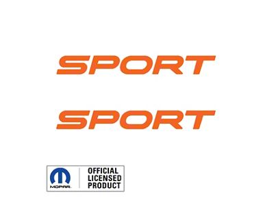 SPORT Text Side Logo; Orange (97-06 Jeep Wrangler TJ)