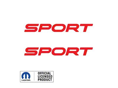 SPORT Text Side Logo; Red (97-06 Jeep Wrangler TJ)