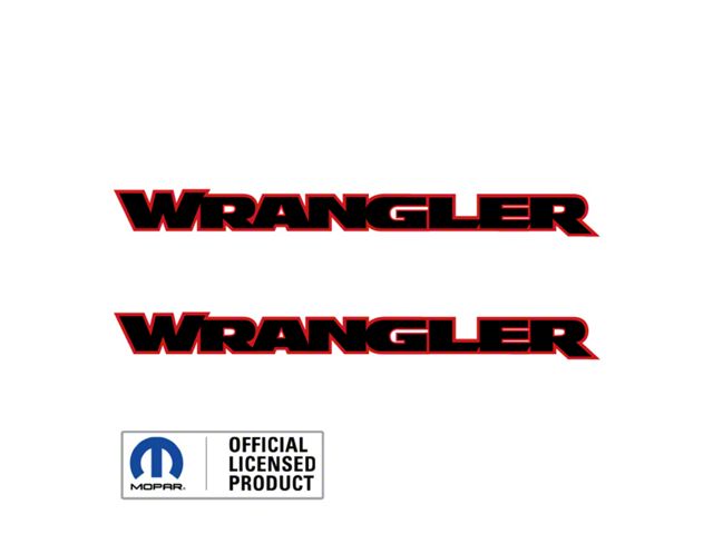 WRANGLER Hood Decal; Black with Red Outline (07-24 Jeep Wrangler JK & JL)