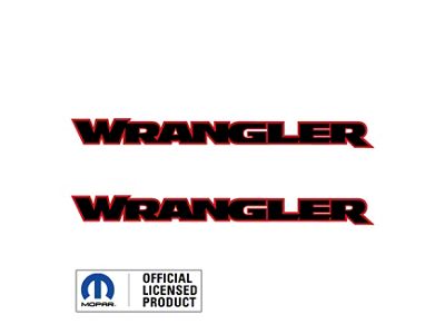WRANGLER Hood Decal; Black with Red Outline (07-24 Jeep Wrangler JK & JL)