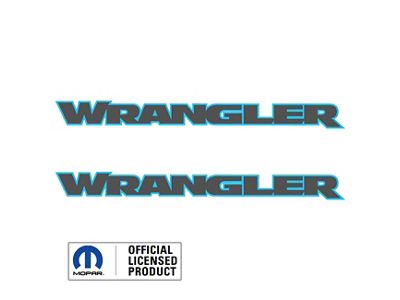 WRANGLER Hood Decal; Gray with Light Blue 4ee Outline (07-24 Jeep Wrangler JK & JL)