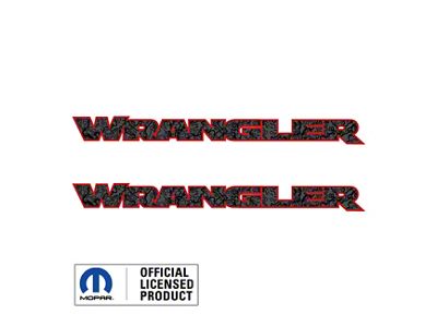 WRANGLER Hood Decal; Topographic Gray with Black Lines and Red Outline (07-24 Jeep Wrangler JK & JL)