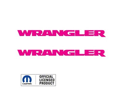 WRANGLER Small Side Logo; Hot Pink (07-24 Jeep Wrangler JK & JL)