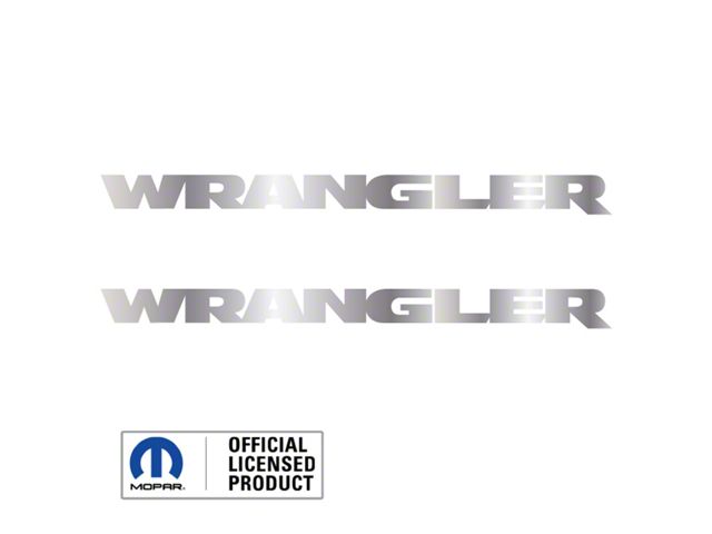 WRANGLER Small Side Logo; Metallic Silver (07-24 Jeep Wrangler JK & JL)