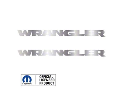 WRANGLER Small Side Logo; Metallic Silver (07-24 Jeep Wrangler JK & JL)