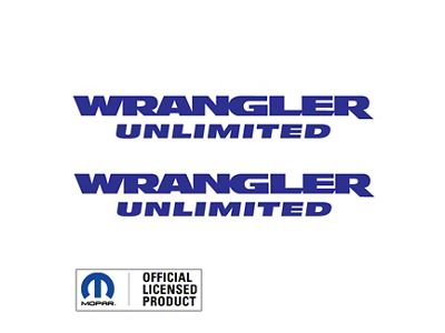 WRANGLER UNLIMITED Small Side Logo; Blue (07-18 Jeep Wrangler JK)