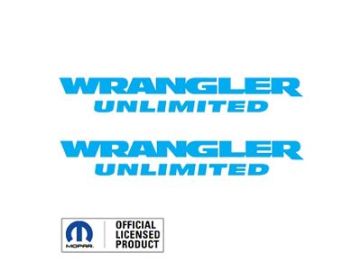 WRANGLER UNLIMITED Small Side Logo; Light Blue (07-18 Jeep Wrangler JK)