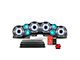 DS18 Complete RGB Loaded Sound Bar Package with Metal Grille Marine Speakers; Black Sound Bar with Black Speakers (18-24 Jeep Wrangler JL)