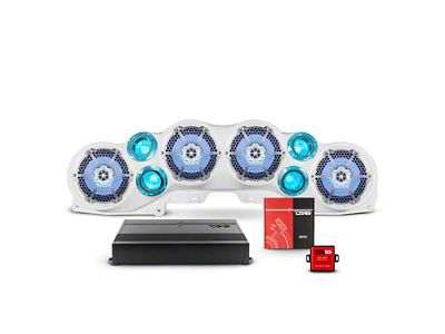 DS18 Complete RGB Loaded Sound Bar Package with Metal Grille Marine Speakers; White Sound Bar with White Speakers (20-24 Jeep Gladiator JT)