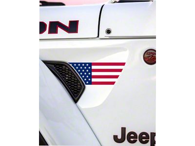 Flag Fender Vent Premium Wrap Decal; Red, White and Blue (20-24 Jeep Gladiator JT)