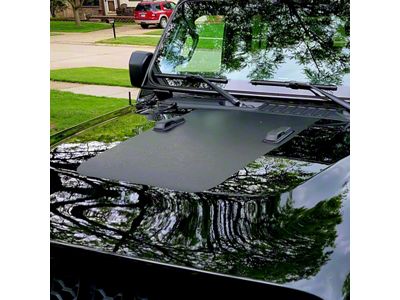 Narrow Topographic Map Hood Graphic with Windshield Bumper Cutouts; Black with Red Outline (20-24 Jeep Gladiator JT, Excluding Mojave & Rubicon)