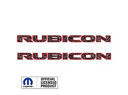 RUBICON Hood Decal; Topographical Black with Gray Lines and Red Outline (18-24 Jeep Wrangler JL)